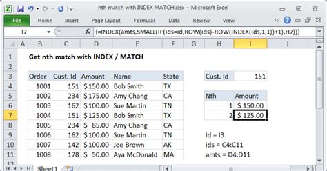 Get Nth Match With Index Match Excel Formula Exceljet