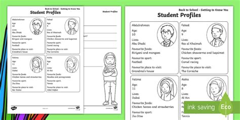 Getting To Know You Student Profile Activity Teacher Made