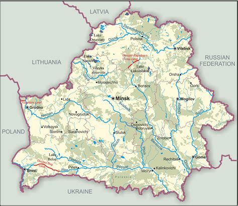 Belarus Karte Map Of The Waterbodies Of Belarus Download Scientific