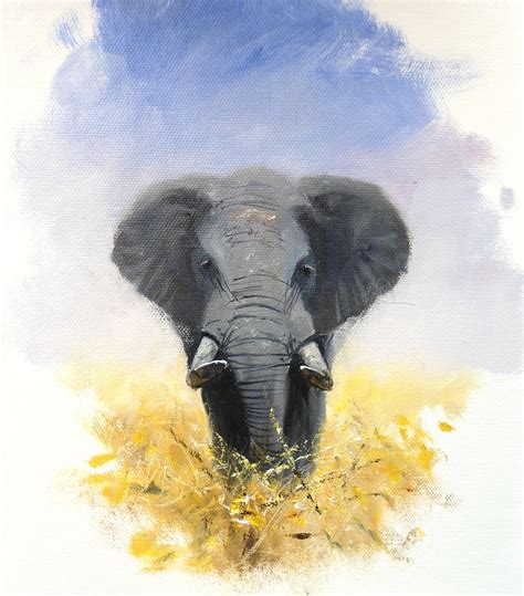 African Elephant In Oils By Pip Mcgarry Blumen Malen Malerei Ölmalerei