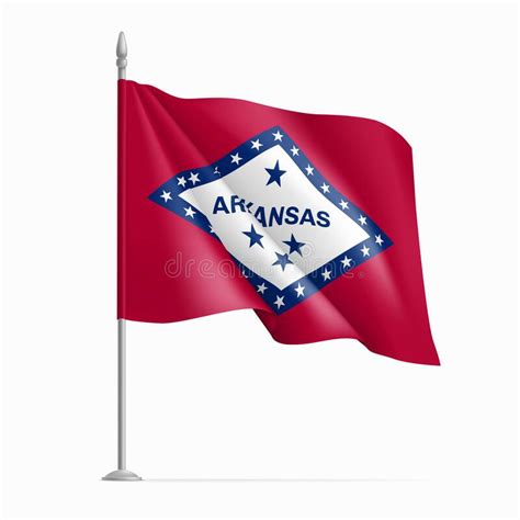 Waving Flag Of American State Of Arkansas On Flagpole Stock Vector Illustration Of Freedom