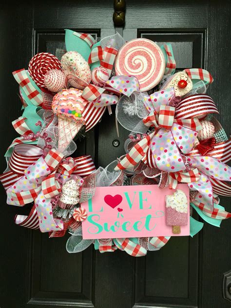 Love Is Sweet Valentine Candy Wreath Whimsical Wreaths Candy Wreath