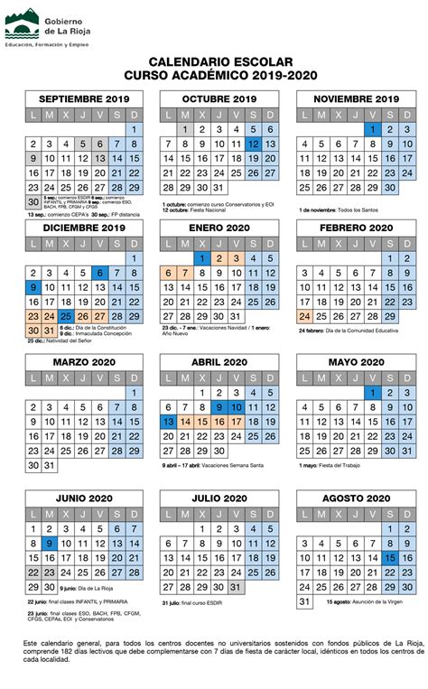 calendario escolar concapa rioja