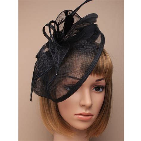 Black Fascinator Beak Clip And Pin With Flower And Feathers