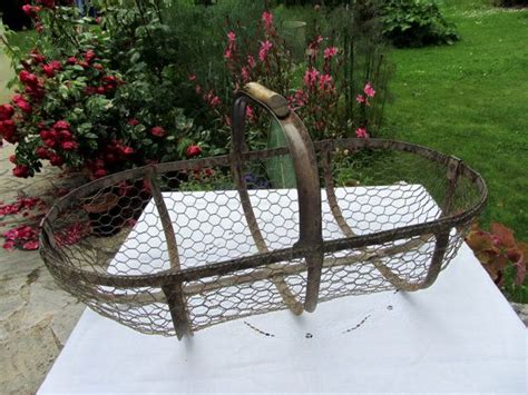 Antique French Oyster Gathering Wire Basket Rustic Home Decor Etsy