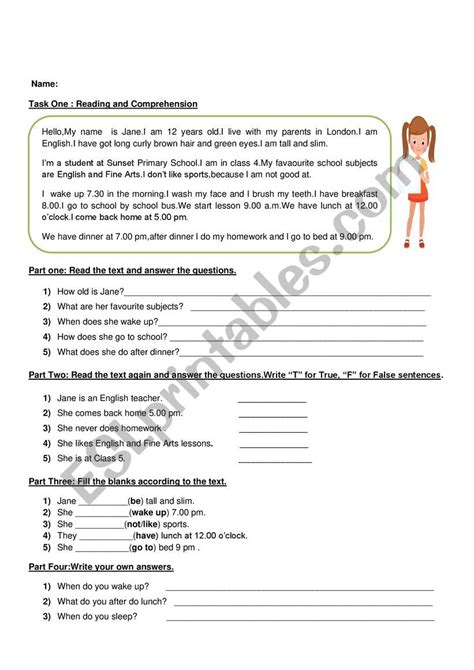 Present Simple Tense Reading Text Esl Worksheet By Njla Hot Sex Picture