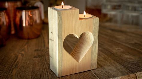 To My Girl Wooden Candle Holder Heart Shaped Candlestick Shelf