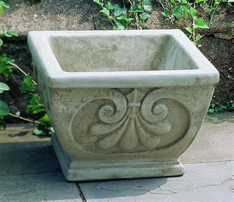 Cast Stone Square Fleur Planter Planters Stone Planters Flower Pots