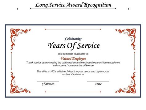 Long Service Award Certificate Templates