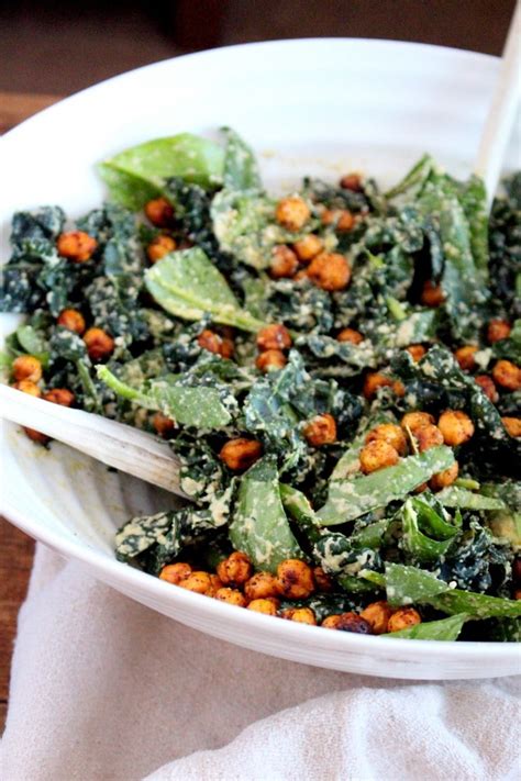 Vegan Caesar Kale Salad Roasted Chickpeas The Wheatless Kitchen