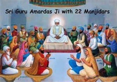 Sri Guru Amar Das Ji With 22 Manjidars God Pictures