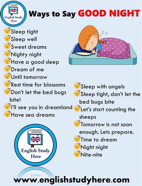 18 Ways To Say Good Night In English English Study Here