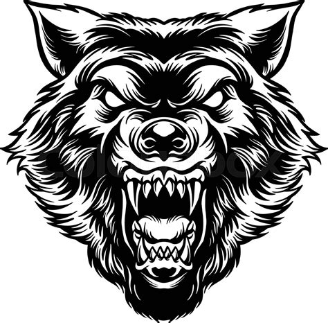 Silhouette Angry Wolf Head Tattoo Stock Vector Colourbox
