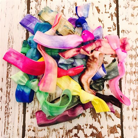 20 Hand Dyed Tie Dye Hair Ties Ponytail Holders Tie Dye
