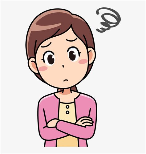 Cartoon Thinking Woman With Question Mark Vector Illustration Female Is Confusing Portrait Of