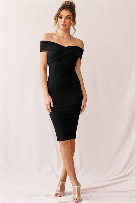 Corrine Elegant Off The Shoulder Bodycon Dress Black Black Dresses Classy Bodycon Dress