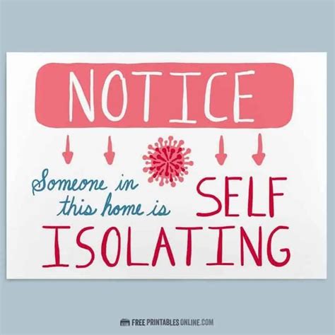 Printable Self Isolation Sign Free Printables Online