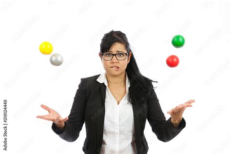 Business Woman Juggling Many Different Things Stock Photo Adobe Stock