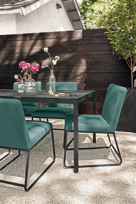 modern outdoor dining table for 10 Convene modern 7pc outdoor patio rattan round 47" dining table set