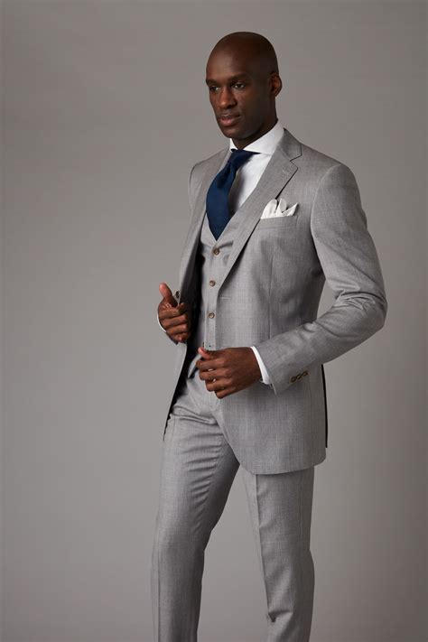 THE DROP | Bespoke suits made for you. Light grey three-piece suit