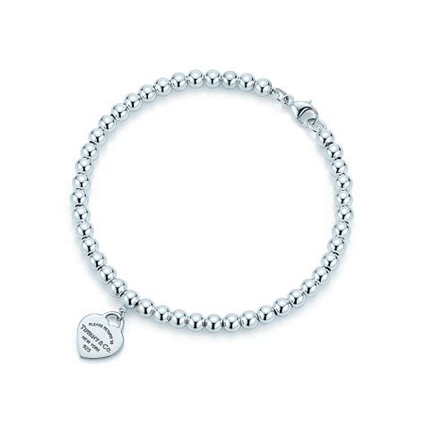Return To Tiffany® Mini Heart Tag In Sterling Silver On A Bead Bracelet