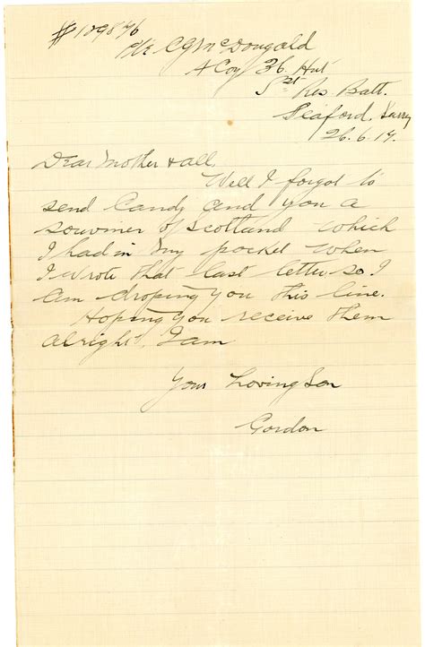 Wwi Letters Home — Summerland Museum And Archives