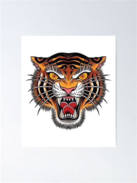 Tiger Head Tattoo Design Poster For Sale By Sevenrelics Redbubble