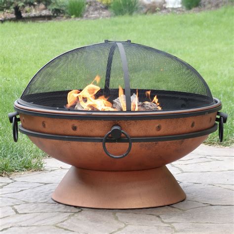 Sunnydaze Large 30 Inch Copper Finish Outdoor Fire Pit Bowl Round