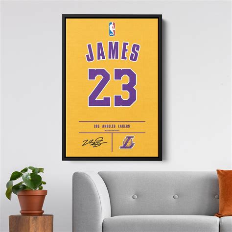 Lebron James Jersey Canvas Print Wall Art Los Angeles Lakers Nba