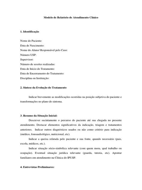 Modeloderelatóriodeatendimentoclínico Sintoma Psicoterapia