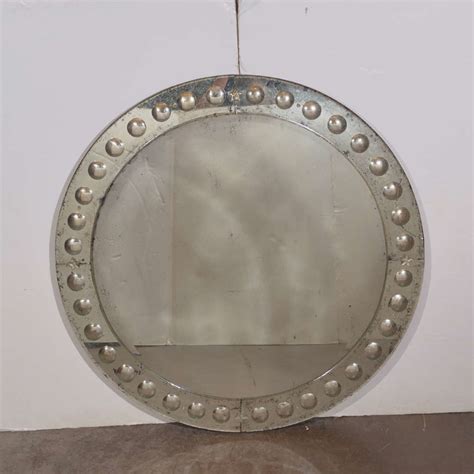Pair Of Venetian Round Distressed Silver Mirrors At 1stdibs