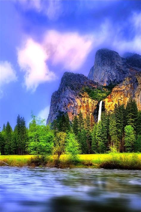 Beautiful Landscape River Forest Waterfalls Mountains Iphone
