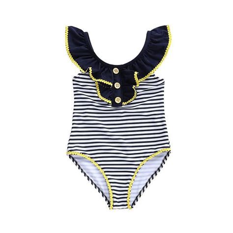 Little Sailor Ruffles Striped One Piece Swimsuit One