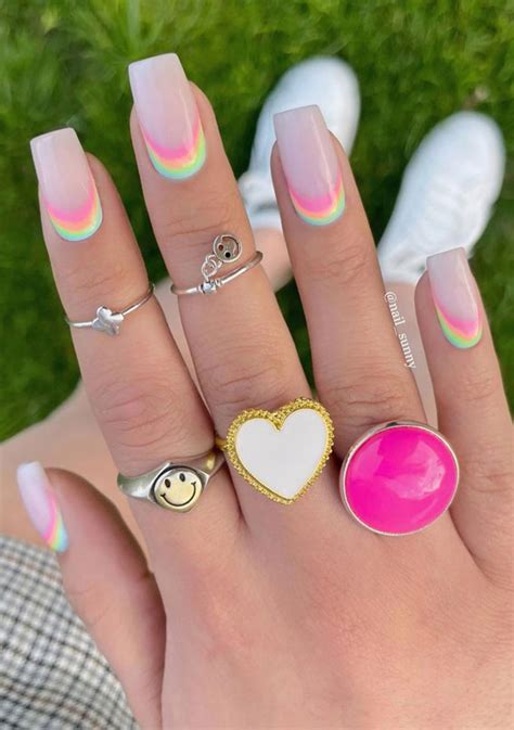 32 Hottest And Cute Summer Nail Designs Upside Down Neon Rainbow Nails