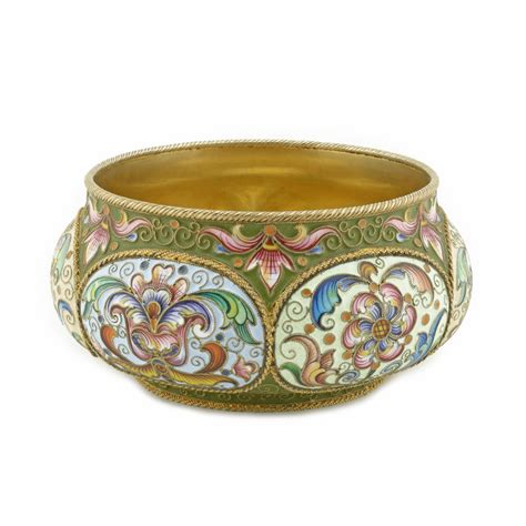 An Antique Russian Shaded Cloisonné Enamel Bowl By Feodor Rückert