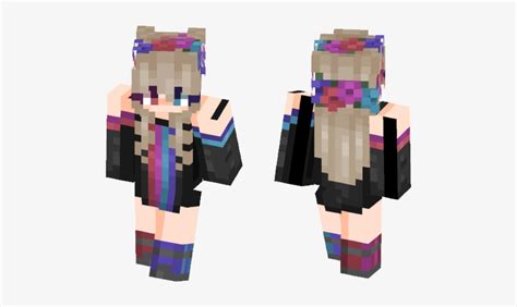 Flower Crowns Kyria Ombre Hair Minecraft Girl Skin Png Image