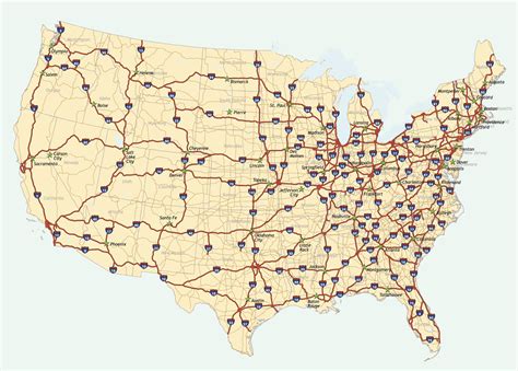 Us Map With Roads And Highways