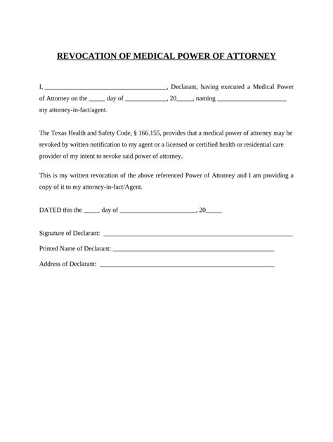 Revocation Of Statutory Power Of Attorney For Health Care Texas Form Fill Out And Sign