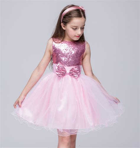 Niños Niñas Partido Vestidos Para La Princesa Girl Arco Vestido Rosa
