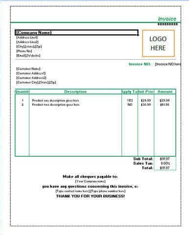 Sales Invoice Templates 27 Examples In Word And Excel Artofit