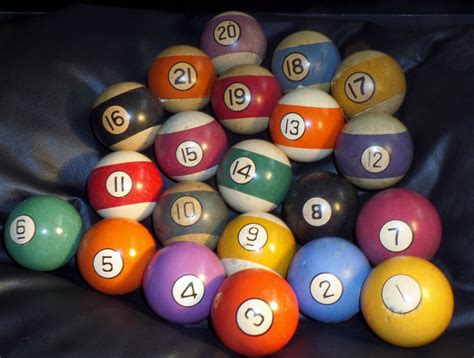 Very Rare Full Set Of Baseball Pocket Billiards Balls Numbered 1 21