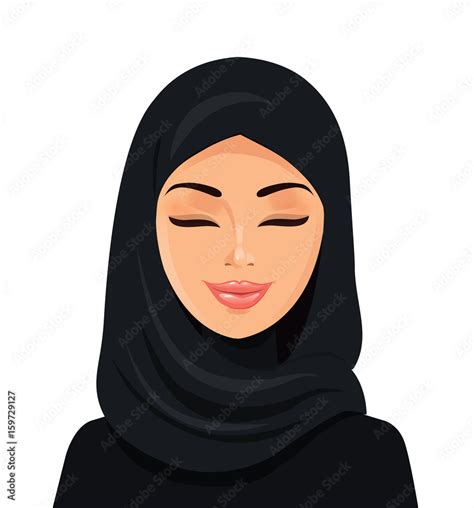 Beautiful Muslim Arab Woman Vector Flat Icon Avatar Stock Vector