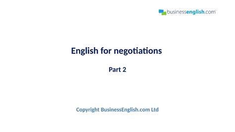 English For Negotiations Video Lesson