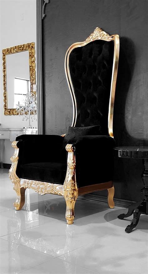 Get diy room decor and organization ideas background. Baroque Throne Chair Queen High Back Chair in Black Velvet ...