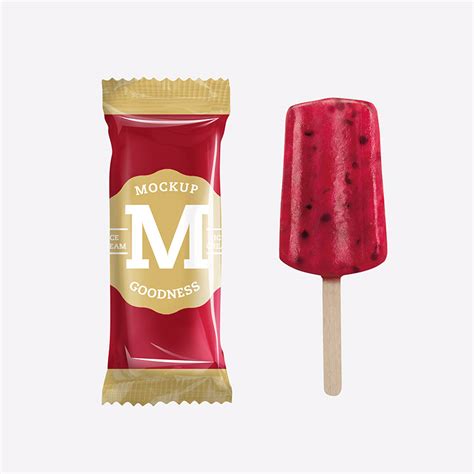 packreate strawberry ice cream bar popsicle psd mock