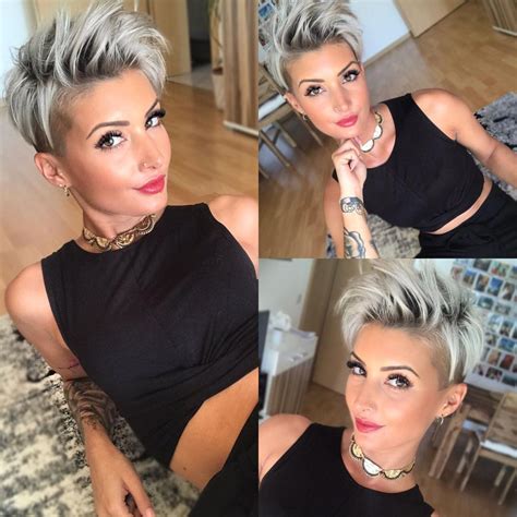 Spiky Gray Pixie With Undercut Short Shag Hairstyles Bob Hairstyles For Fine Hair Haircuts For