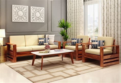 Buy Winster 5 Seater Wooden Sofa Set With Side Storage Honey Finish