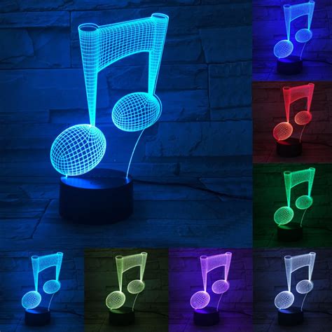 Music Lovers 7 Color Change Led Lamp 3d Note Night Light Musical Note