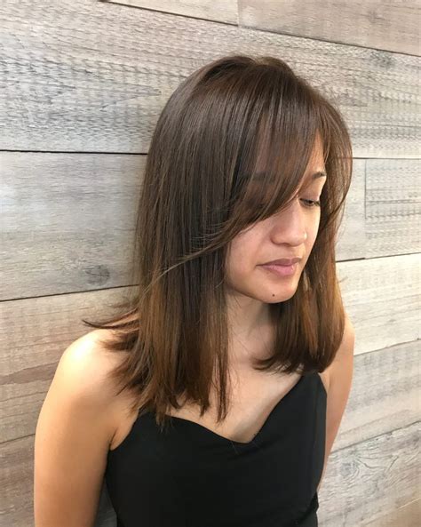 79 Ideas Medium Length Haircuts With Long Layers And Side Swept Bangs