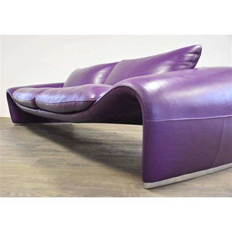 Chateau Dax Italian Modern Purple Leather Sofa Mixed Modern